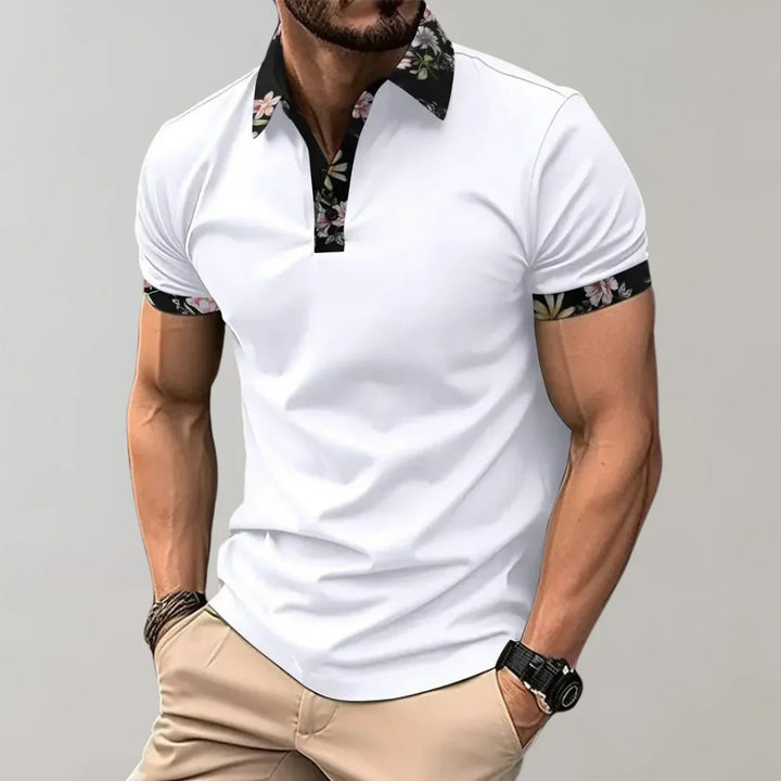 Men's smart casual short sleeve polo, ideal for spring/summer, golf wear, or relaxed everyday style.