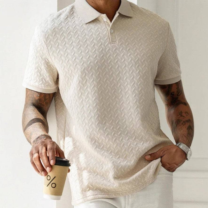 Stylish men's short sleeve polo shirt, ideal for summer fashion, casual outings & everyday comfort. Classic men's style.