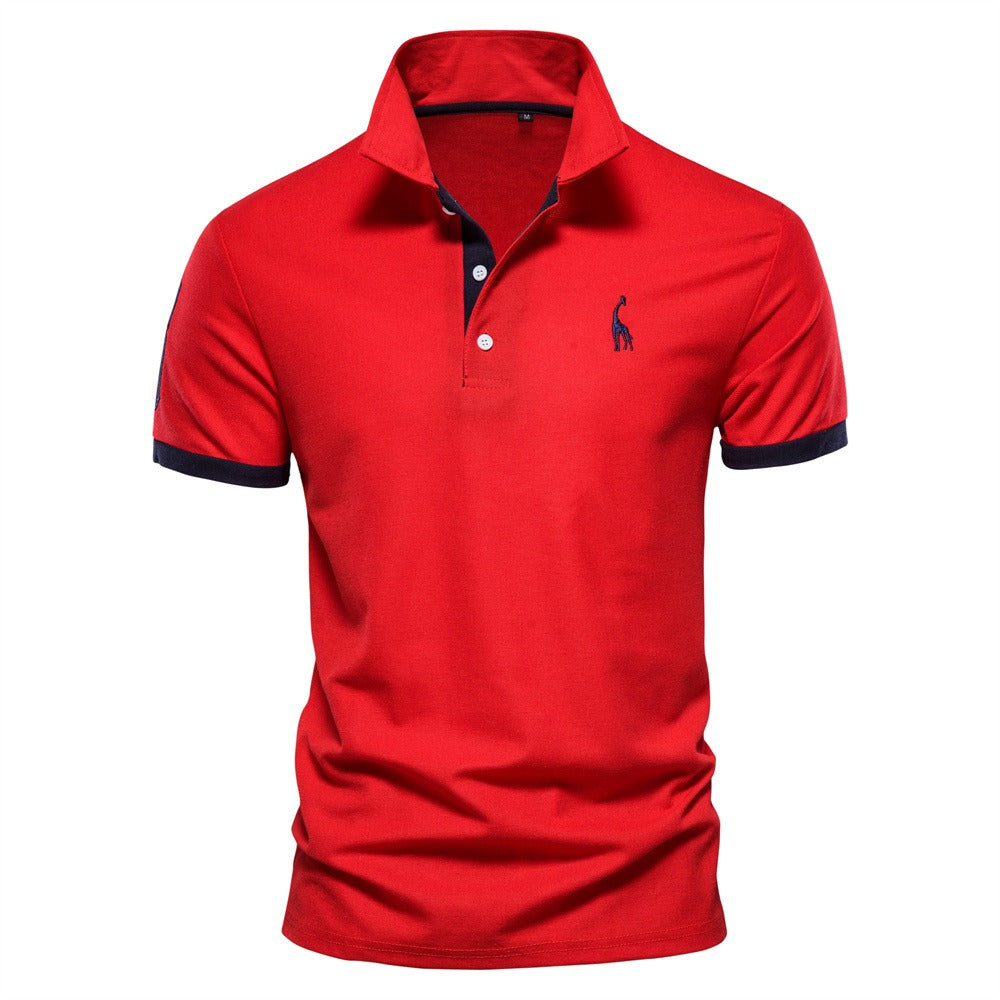 Smart men's button-down short sleeve polo, a classic fit casual shirt with turn-down collar for versatile fashion.