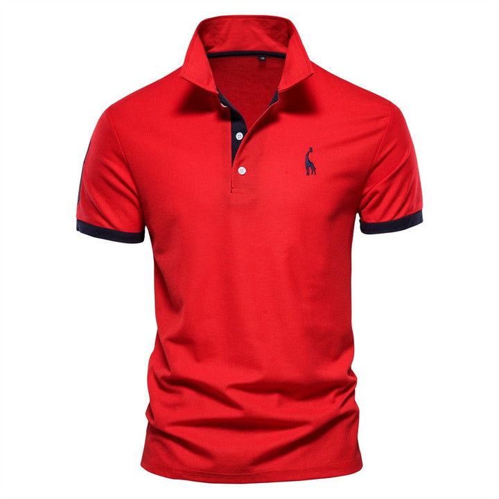Smart men's button-down short sleeve polo, a classic fit casual shirt with turn-down collar for versatile fashion.
