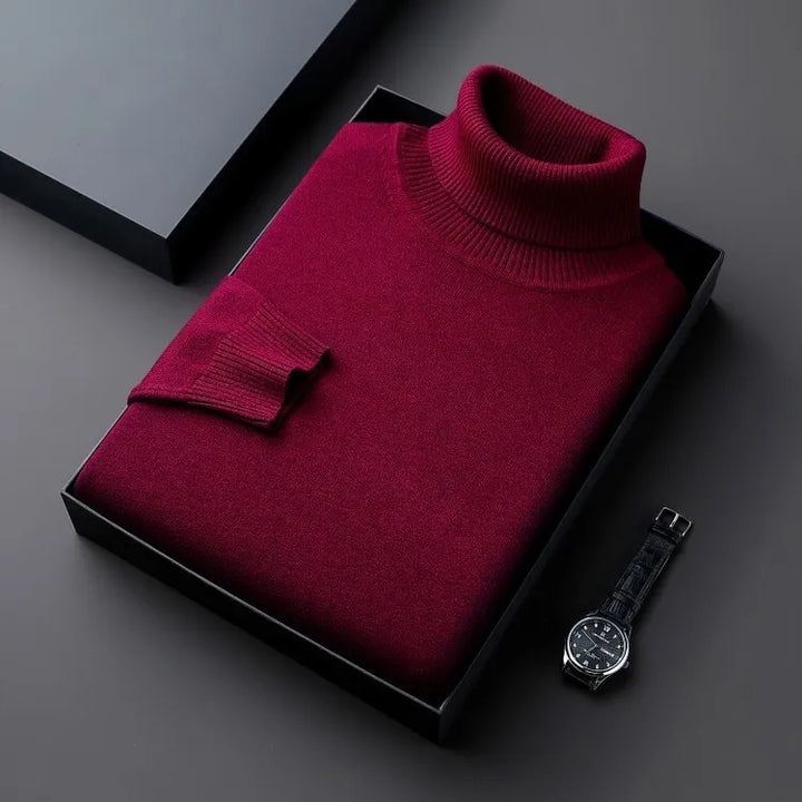 Elegant men's classic fit turtleneck sweater, ideal for sophisticated formal wear and smart winter fashion.