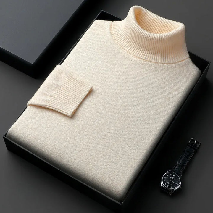 Comfortable men's pullover turtleneck sweater, perfect for casual everyday winter fashion and men's apparel.