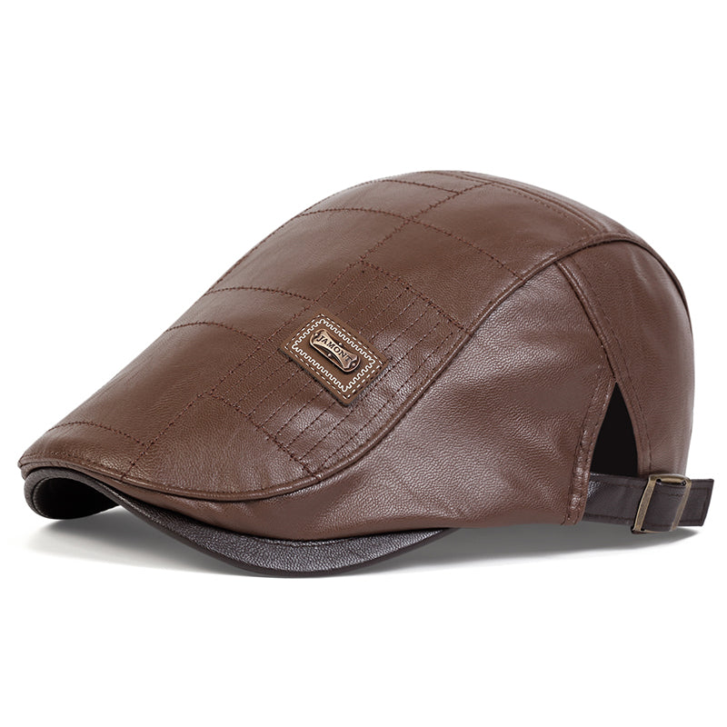 Detailed view of a men's classic flat cap, highlighting the texture and quality of this timeless headwear.