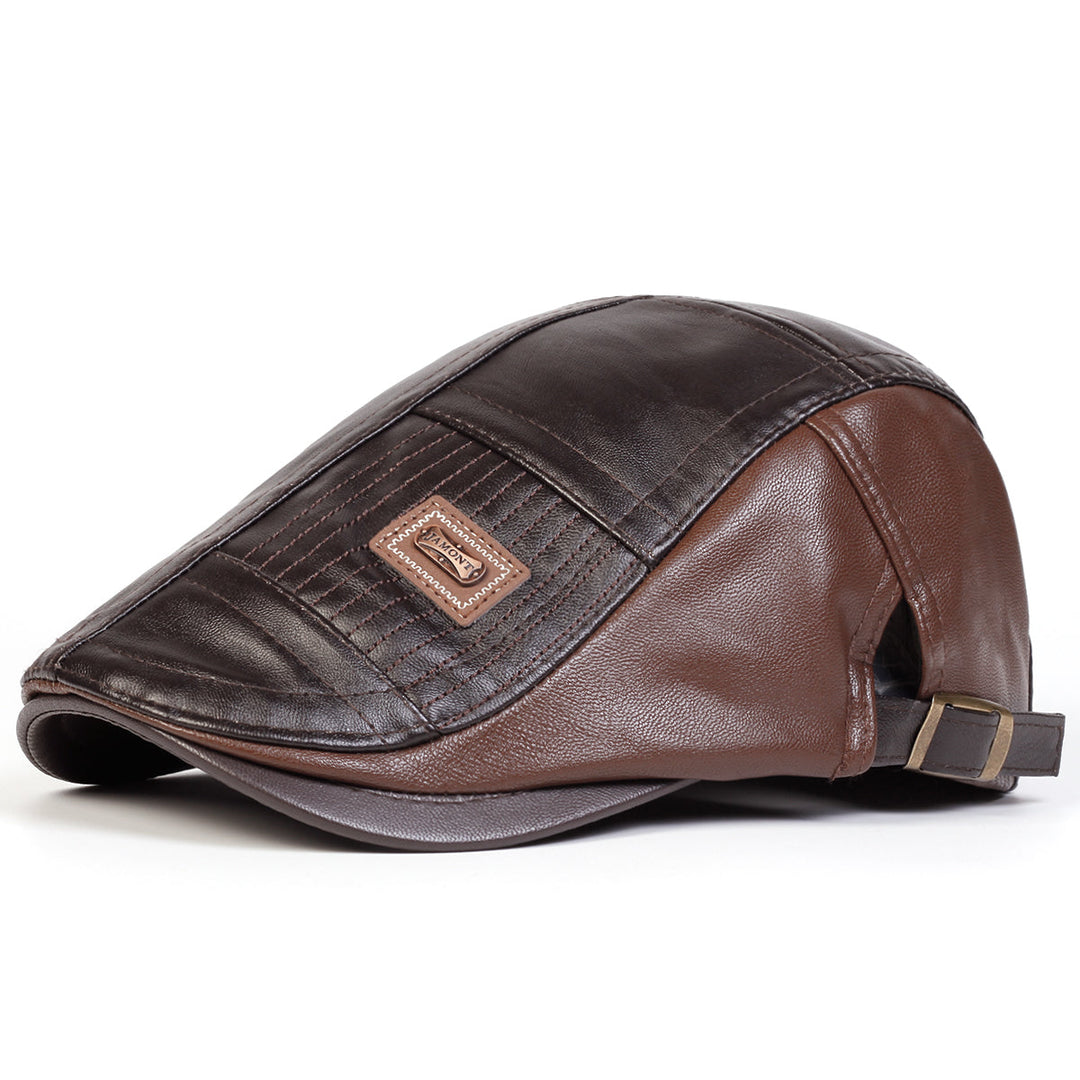 Side profile of a comfortable men's classic flat cap, a timeless headwear accessory for versatile style.