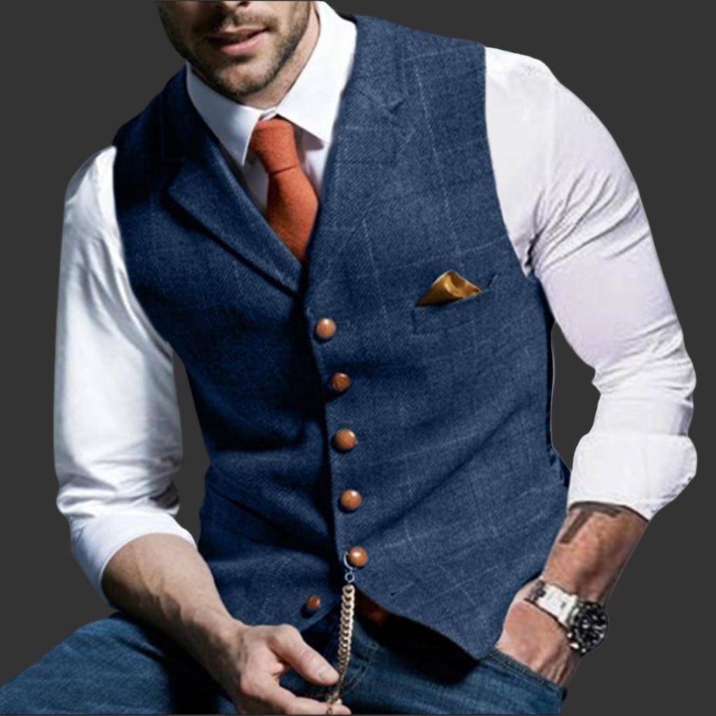 Men's classic formal vest, perfect for timeless elegance & business attire. A versatile men's fashion statement.