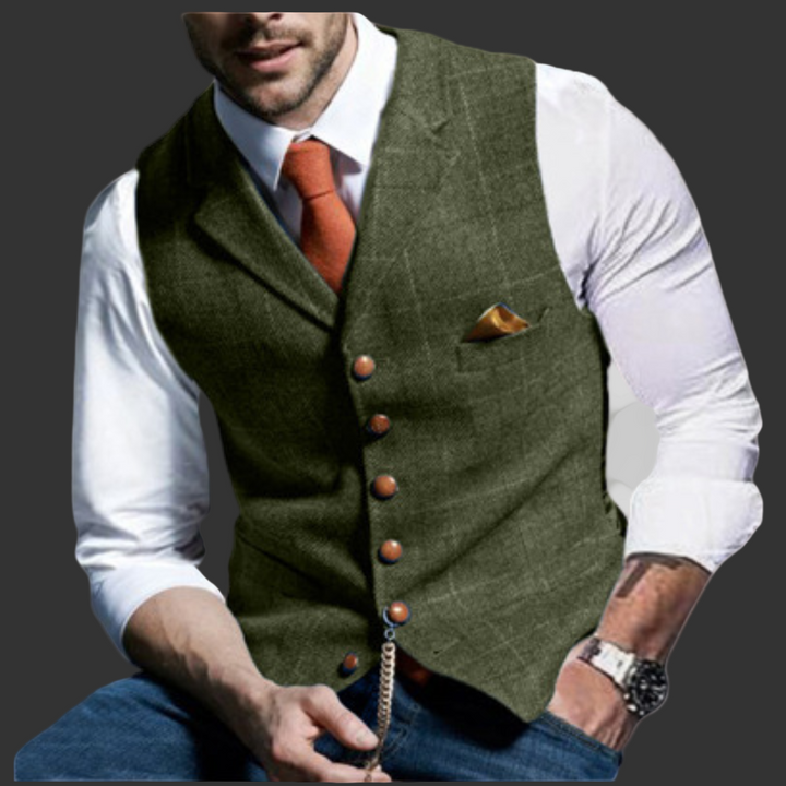 Elegant men's classic formal vest, a versatile all-season tailored piece for stylish business & wedding attire.