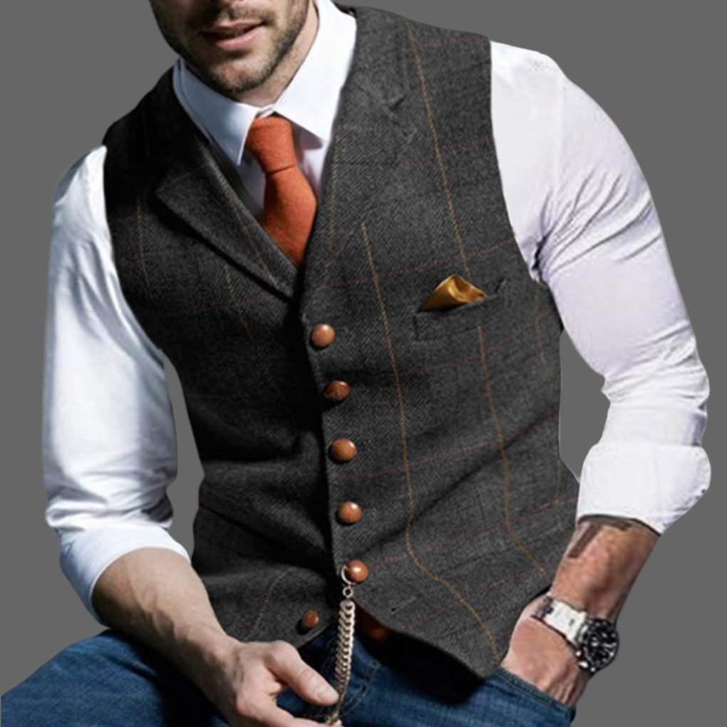Men's tailored formal vest with classic style, suitable for all seasons. Perfect elegant addition to any outfit.