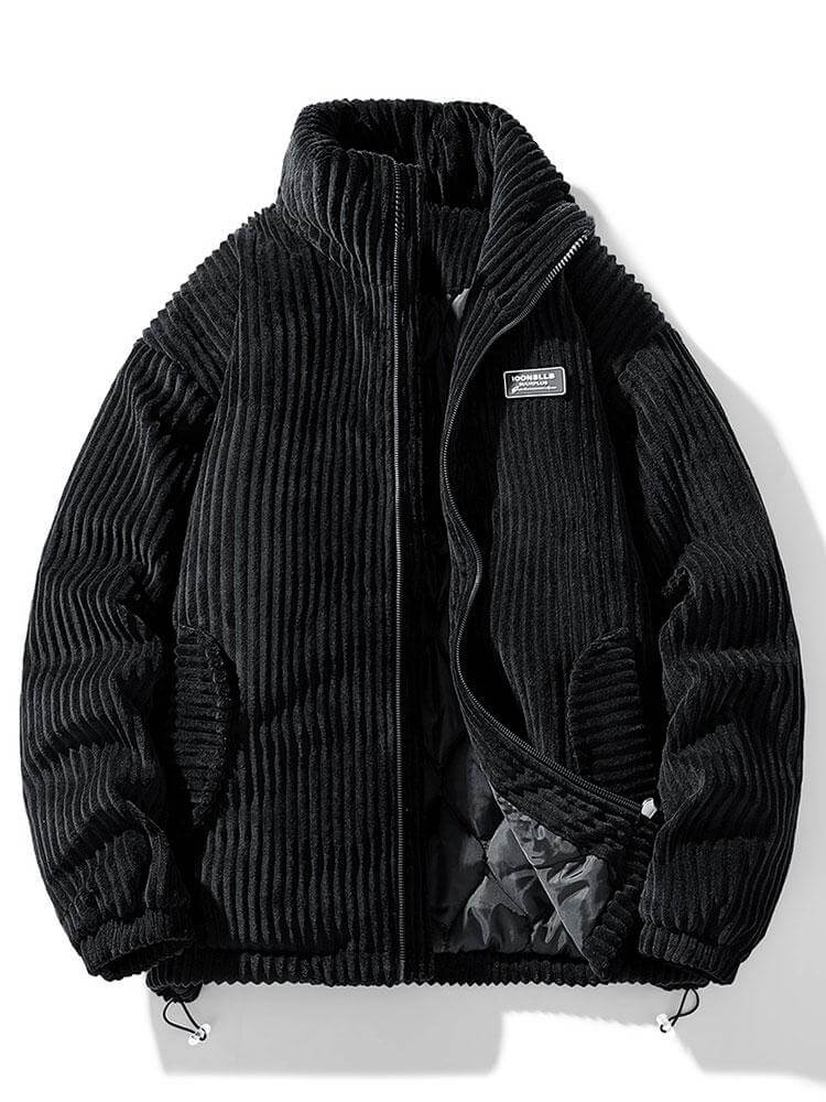 Timeless black men's smart jacket, durable and versatile outerwear for a refined, warm look.