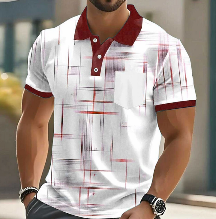 Classic men's button-up shirt with sharp geometric pattern. Comfortable long-sleeve modern casual & smart casual top.
