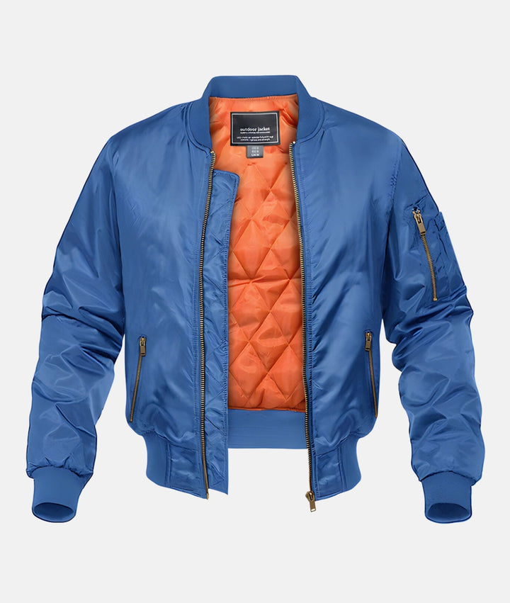 Men's classic green bomber jacket, perfect for casual wear and fall fashion.