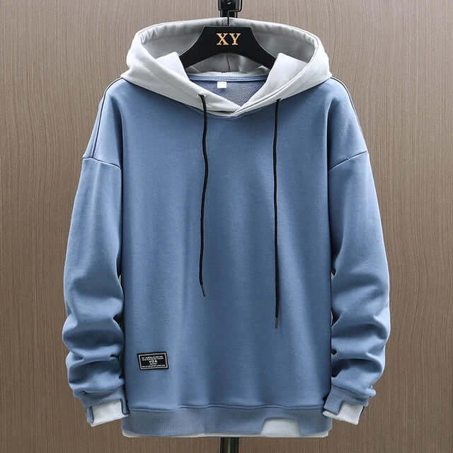 Men's classic grey pullover hoodie with adjustable hood and kangaroo pockets, perfect for casual warmth & comfort.
