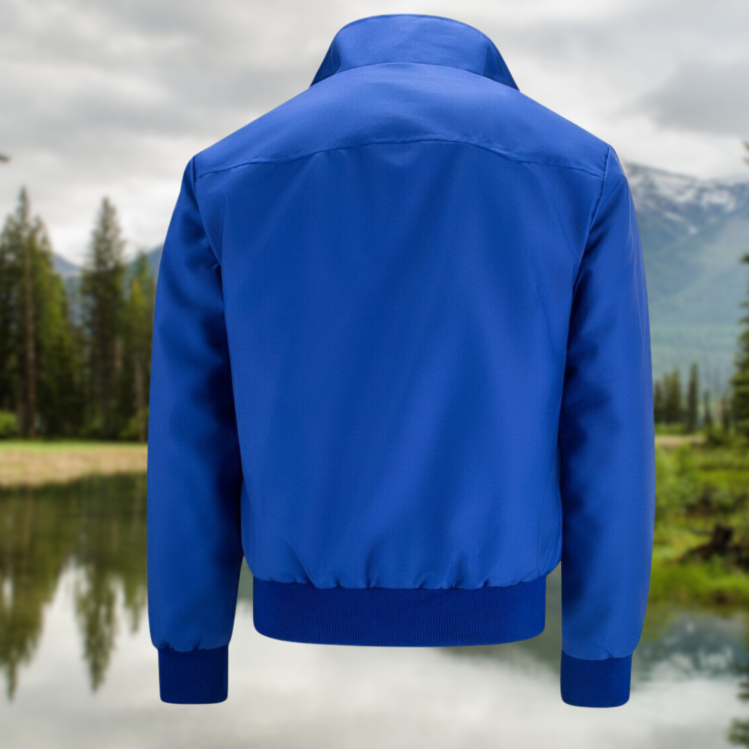 Timeless men's bomber jacket: Harrington style with a stand collar, perfect for fall.