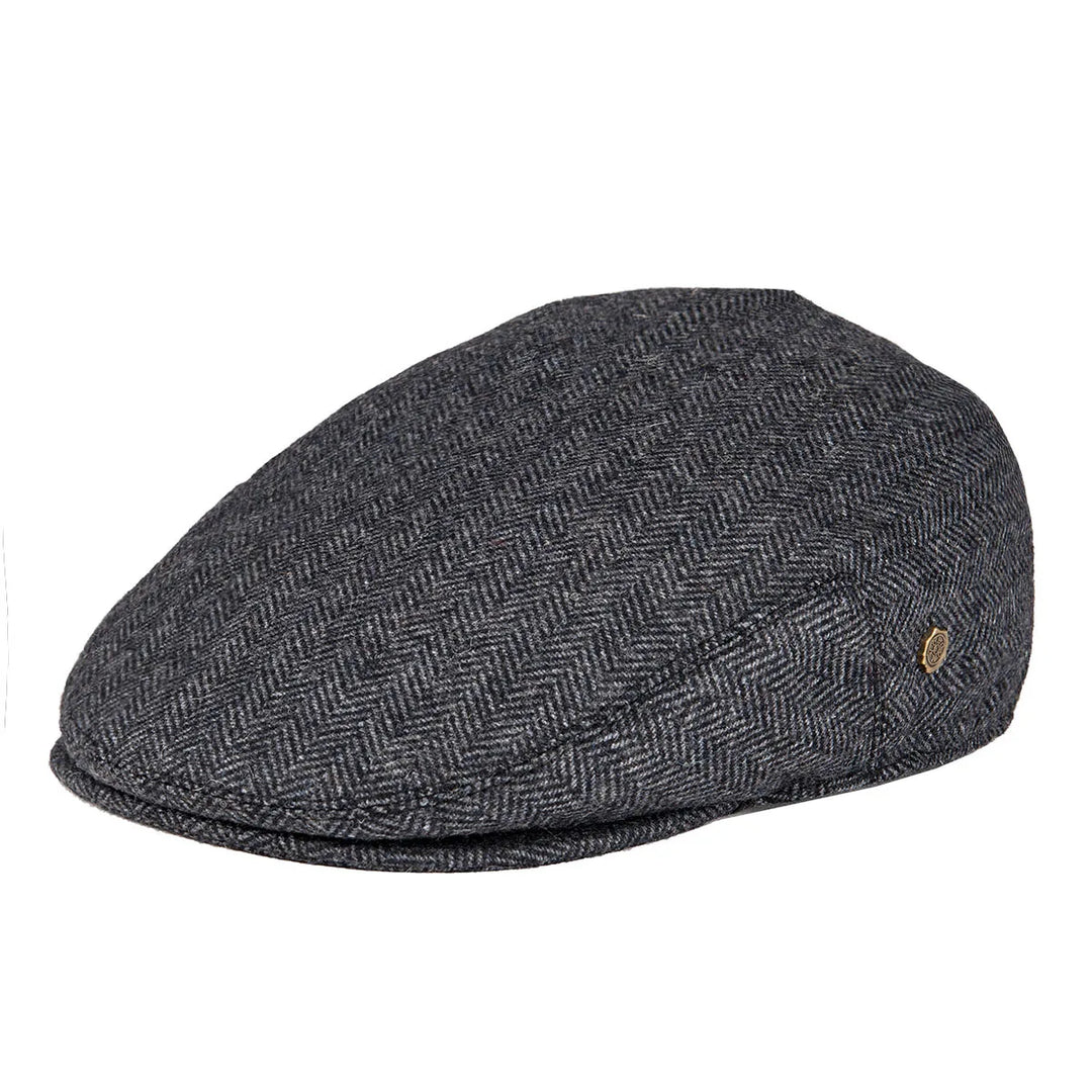 Herringbone Flat Cap for men, offering classic style & sophisticated textured headwear.