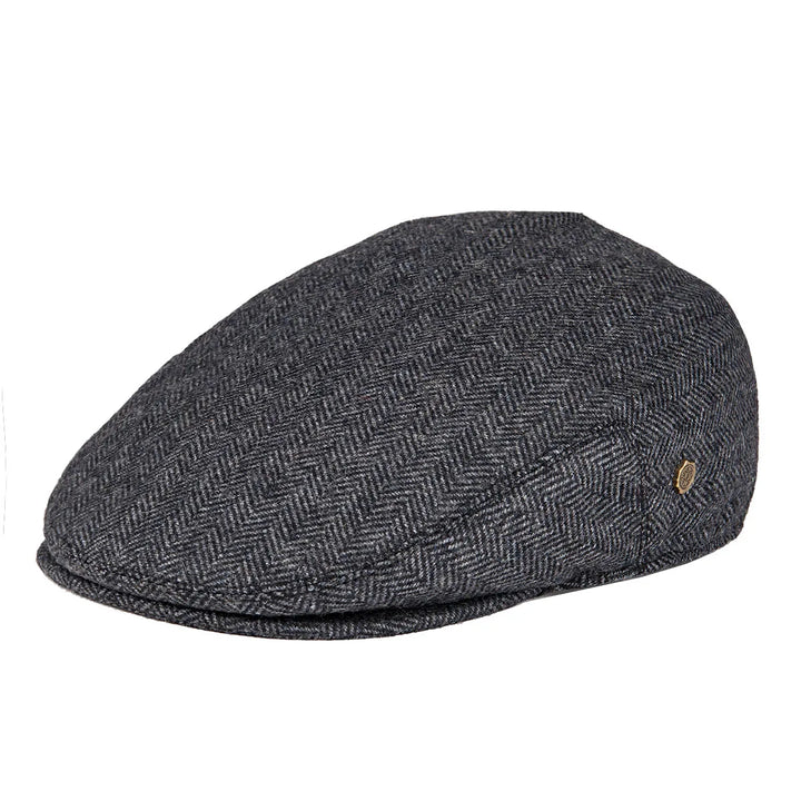 Herringbone Flat Cap for men, offering classic style & sophisticated textured headwear.