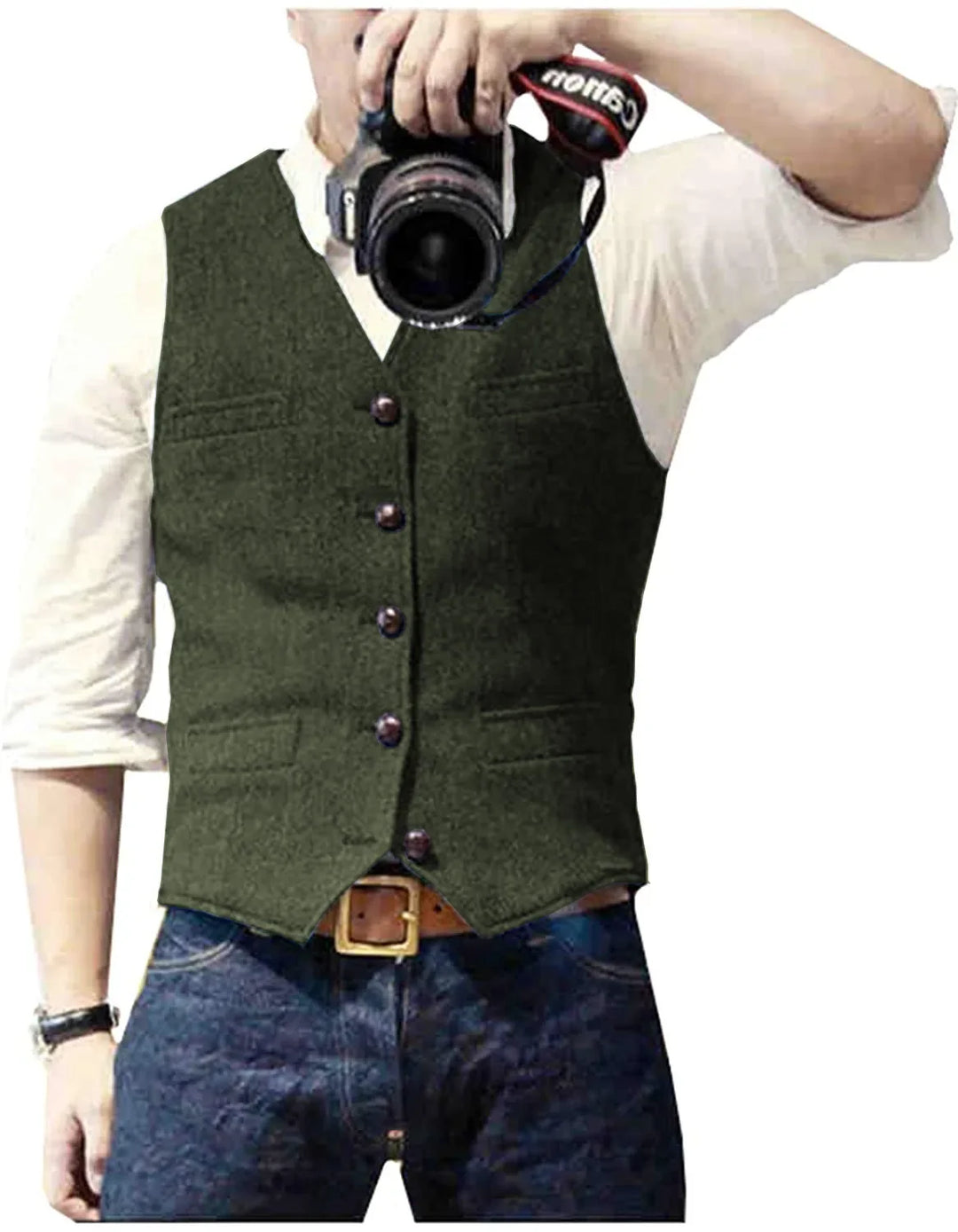 Men's formal waistcoat with a herringbone pattern, a key piece for elegant business attire and celebrations.