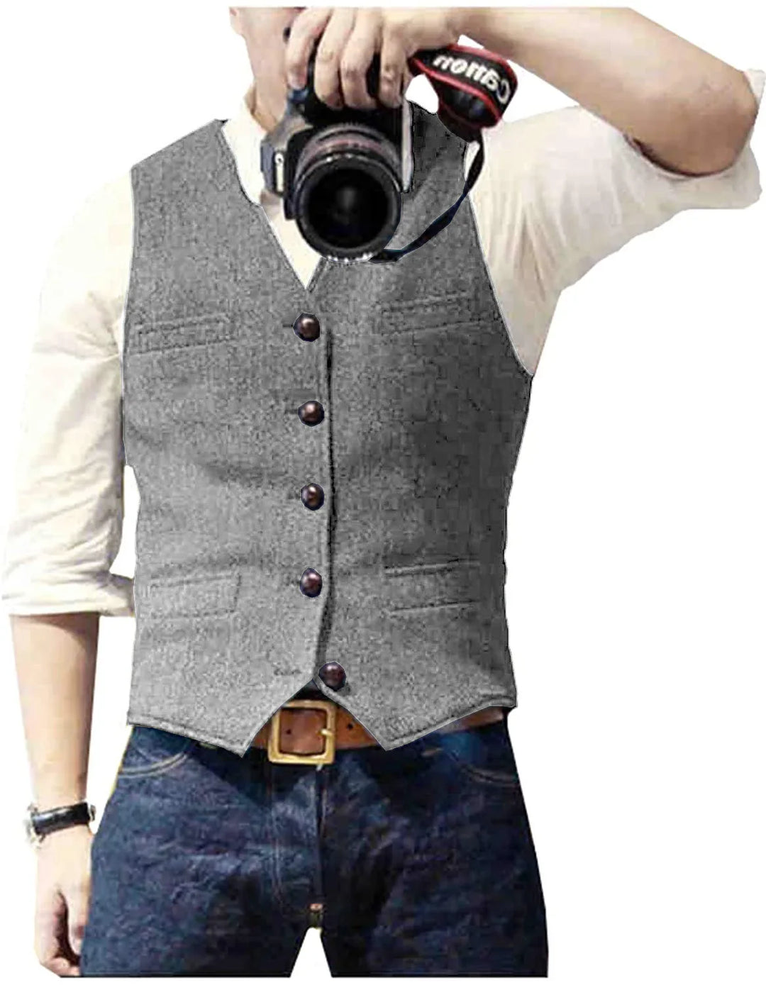 Classic men's herringbone vest, perfect for elevating formal outfits or adding sophistication to smart casual.