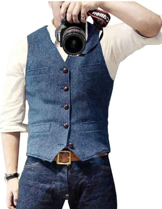 Elegant herringbone vest for men, a classic choice for wedding guests, business professionals, and stylish wear.