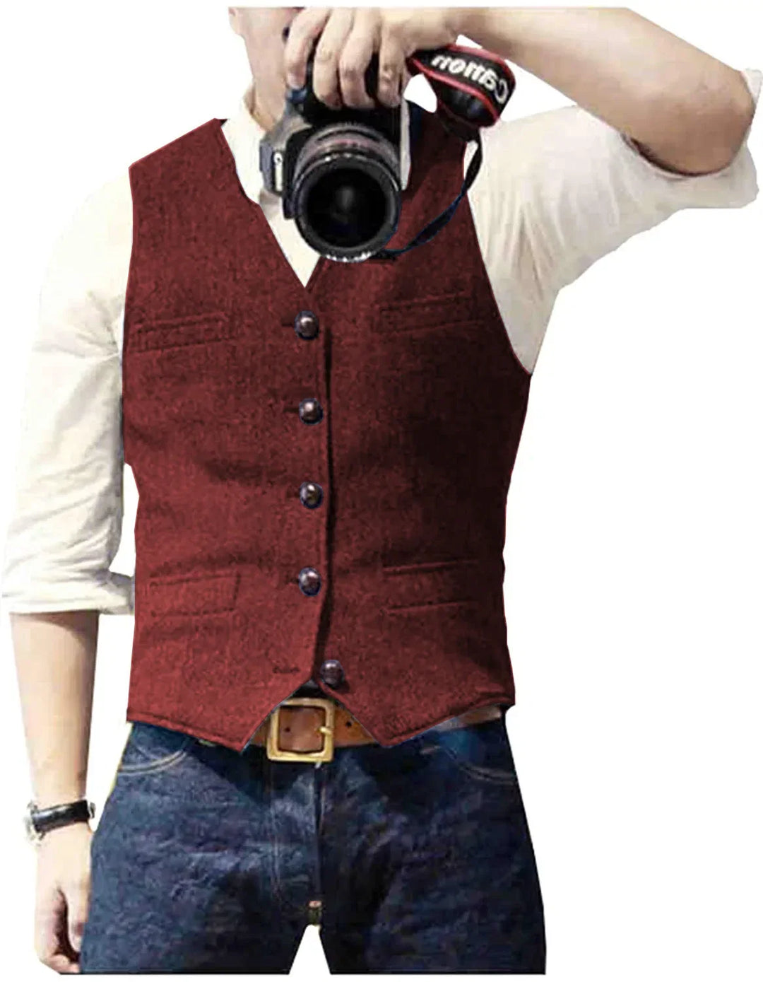 Men's formal herringbone vest, providing a sharp, tailored look for professional and special occasions.
