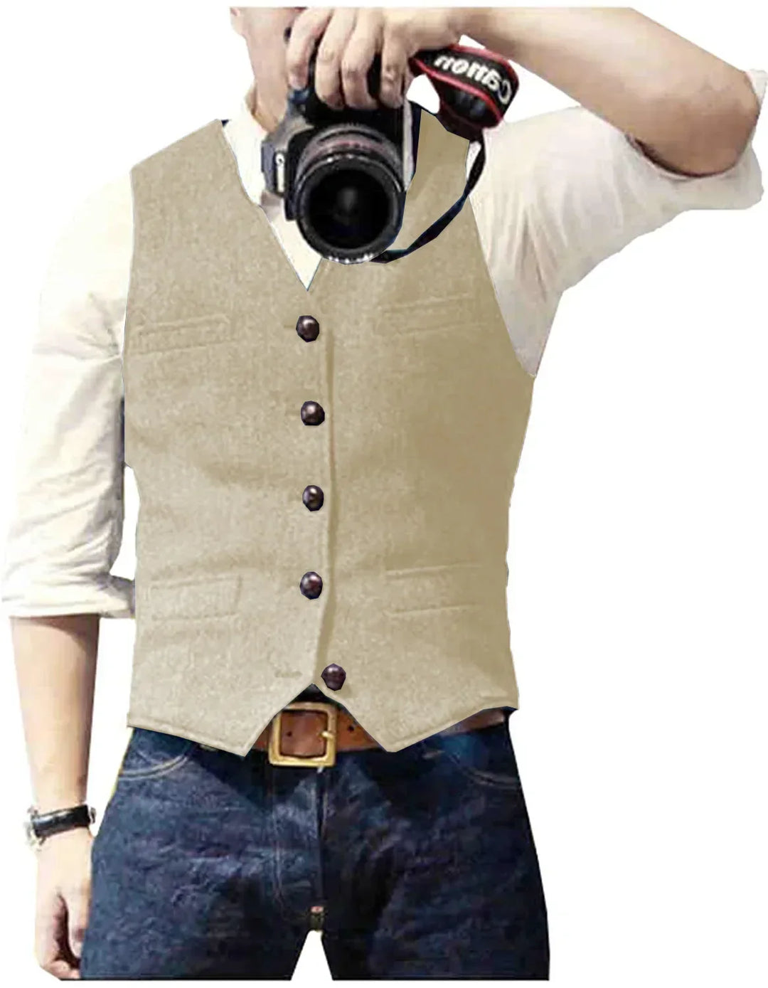 Men's classic herringbone waistcoat, a tailored vest for refined menswear looks.