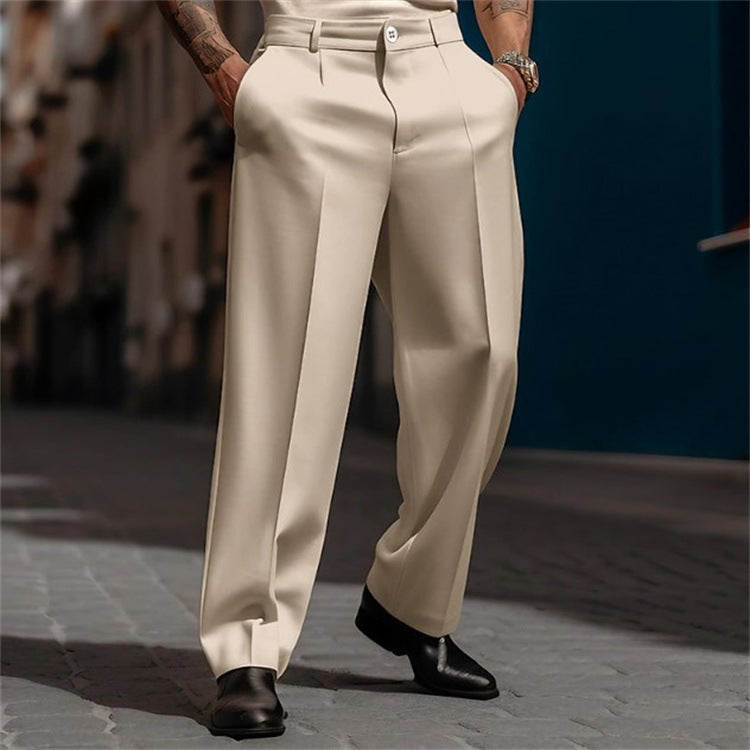 Versatile men's classic wide leg suit trousers, easily styled for business meetings or a chic, relaxed weekend outfit.