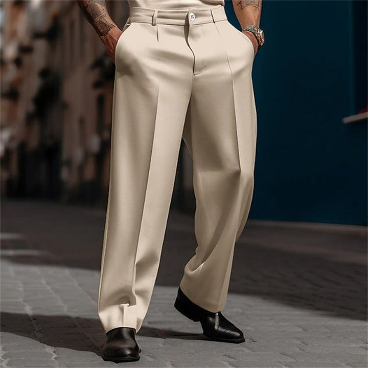 Versatile men's classic wide leg suit trousers, easily styled for business meetings or a chic, relaxed weekend outfit.