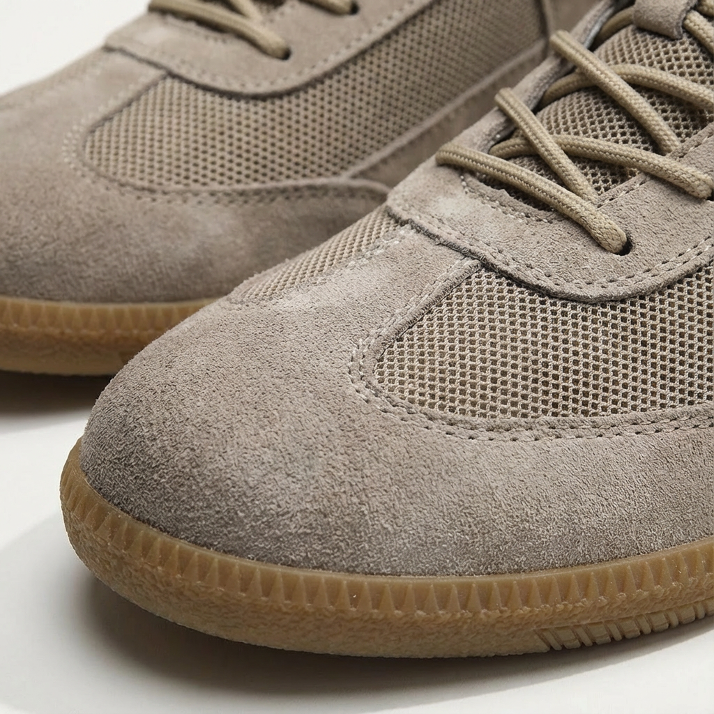 Comfortable men's everyday trainers made from soft Italian leather with breathable mesh accents and a grippy gum sole.