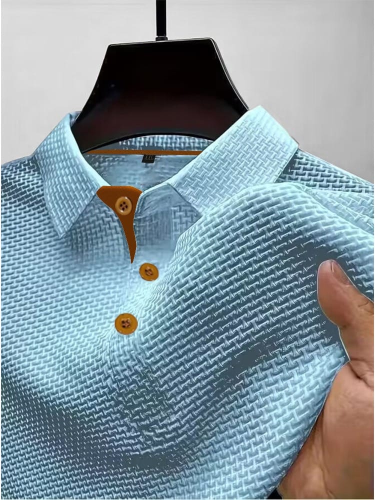 Men's short sleeve knit polo shirt. Classic, comfortable, ideal for smart casual wear & summer style.