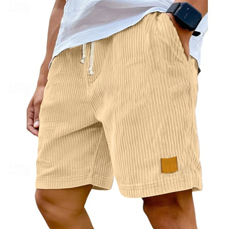 Men's classic lace-up corduroy shorts, ideal for stylish summer casual wear and warm weather.