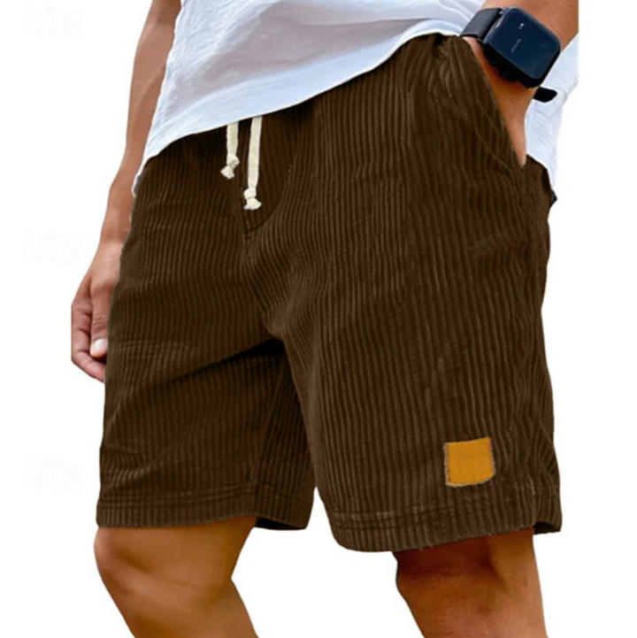 Relaxed fit men's corduroy lace-up shorts, a comfortable choice for summer fashion and outings.