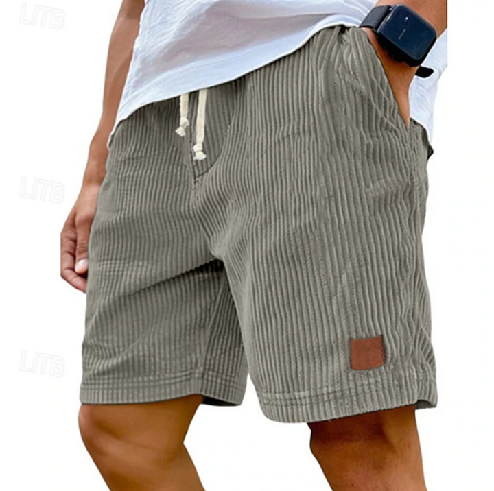 Men's classic summer corduroy shorts featuring a trendy lace-up detail, great for casual style.