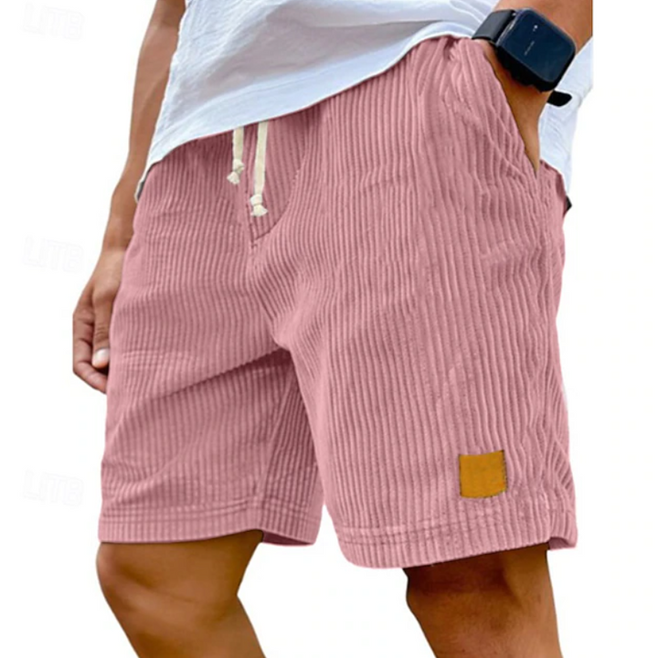 Fashionable men's summer corduroy shorts with classic lace-up, perfect for a chic warm-weather look.