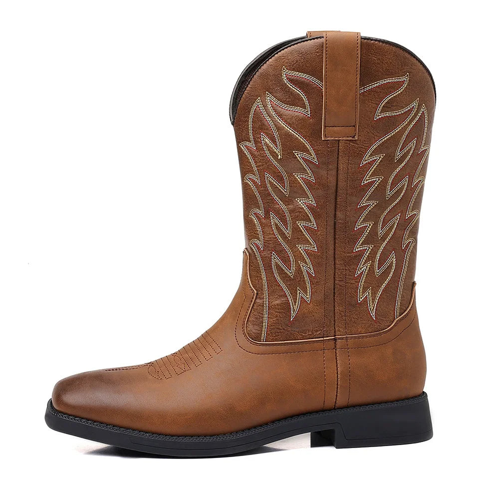 Handcrafted men's western boots made from high-quality leather, perfect for everyday wear