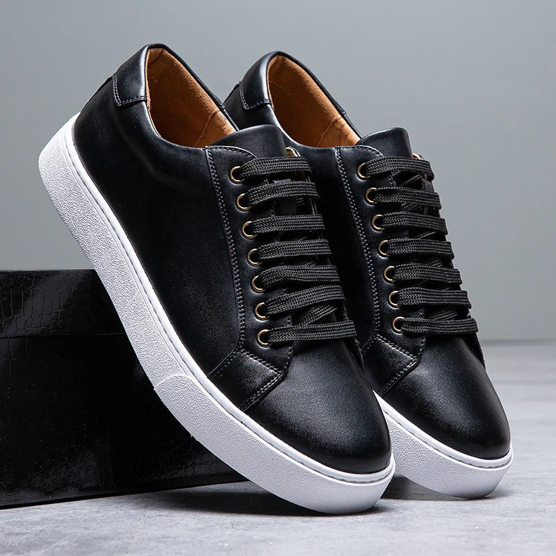 Smart men's trainers, crafted from a sleek leather-look material