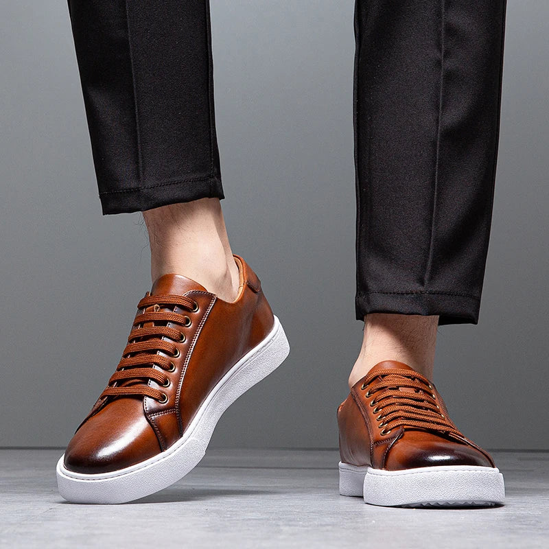 Classic white sole trainers for men, offering smart casual style