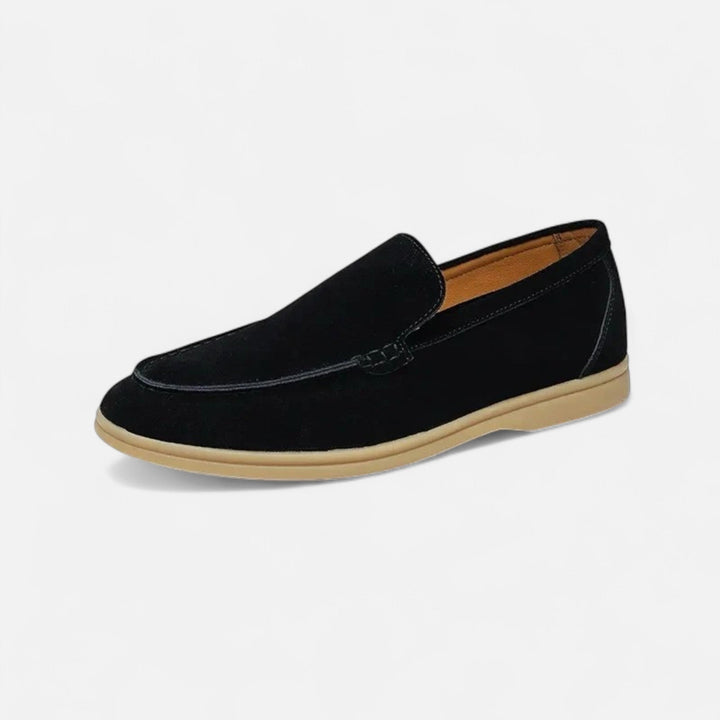 Refined men's classic slip-on dress loafers in a versatile hue, blending comfort with timeless elegance.