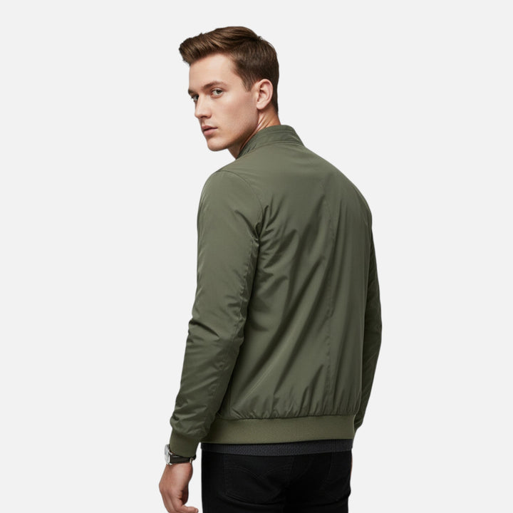 Versatile men's lightweight bomber jacket. Perfect for smart casual outfits & everyday men's fashion. Ribbed design.