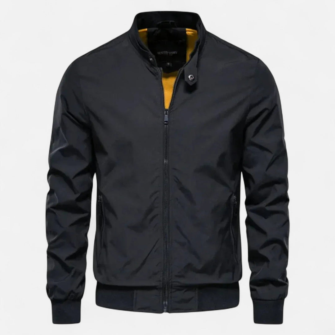 Lightweight men's bomber jacket, durable & comfortable. Essential outerwear with classic ribbed detailing for casual wear.