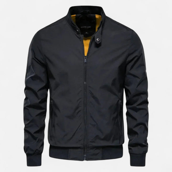 Lightweight men's bomber jacket, durable & comfortable. Essential outerwear with classic ribbed detailing for casual wear.