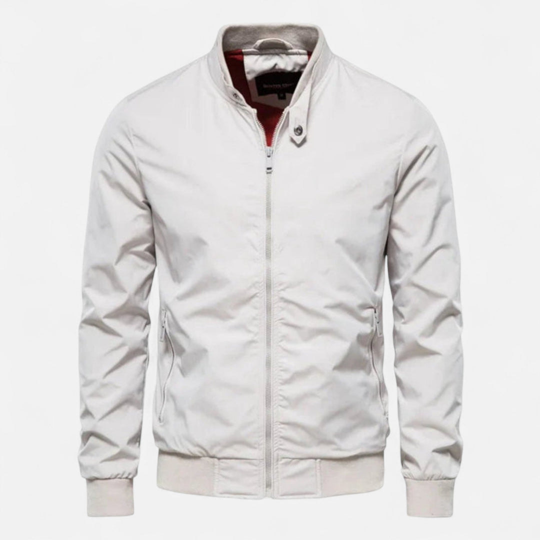 Men's fashion bomber jacket, lightweight design with ribbed collar & cuffs. Elevates casual wear for a modern aesthetic.