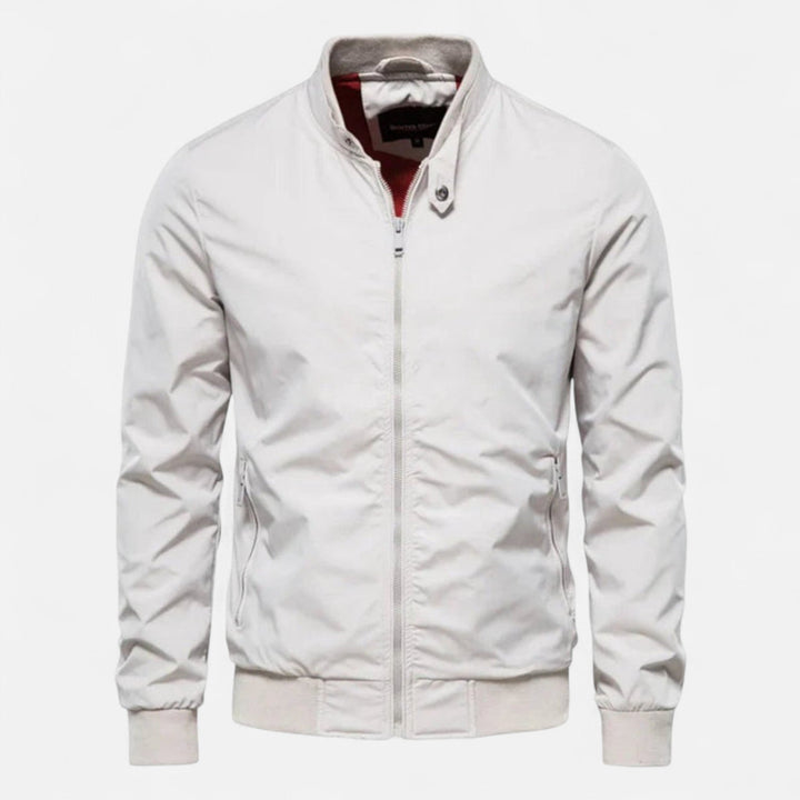 Men's fashion bomber jacket, lightweight design with ribbed collar & cuffs. Elevates casual wear for a modern aesthetic.