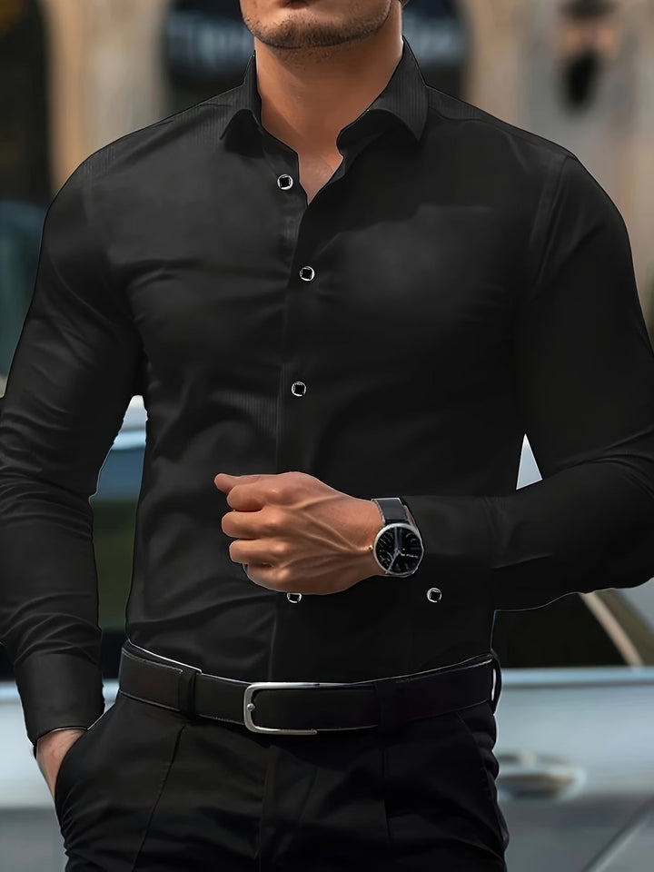 Green men's long sleeve shirt for effortless, versatile everyday style. Comfortable & classic, a true wardrobe staple.