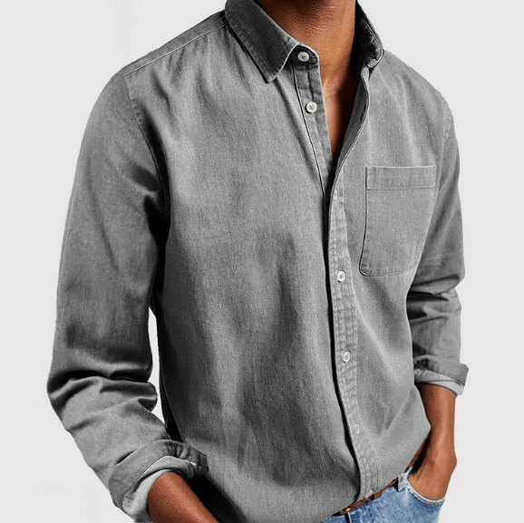 Men's comfortable long-sleeve button-down shirt, perfect for layering or smart casual everyday wear.