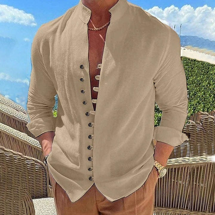Comfortable men's long sleeve button-down shirt, ideal for casual and everyday men's fashion apparel.