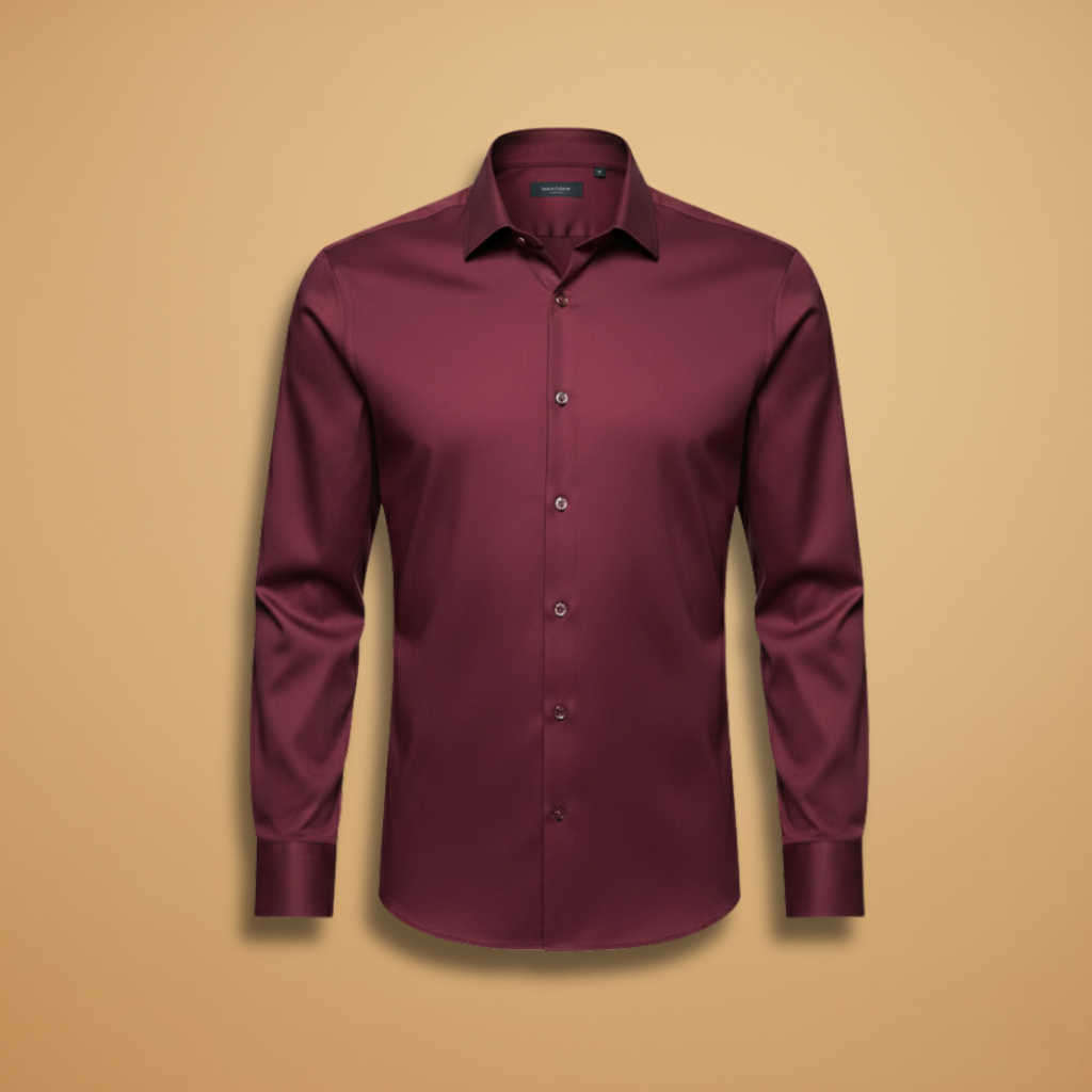 Men's classic long sleeve button-down shirt in blue, collared, smart casual essential.