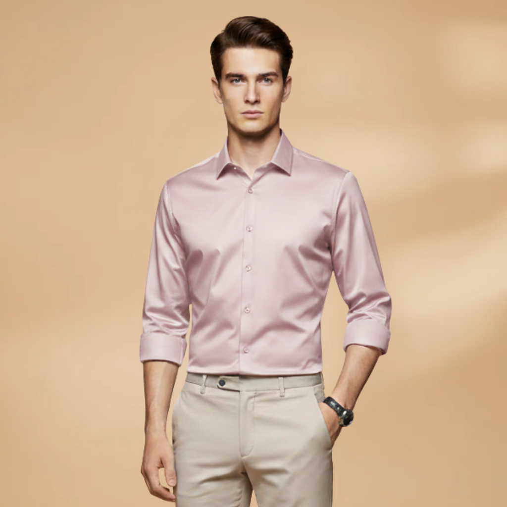 Men's linen long sleeve shirt, breathable and smart casual, button-down collar.