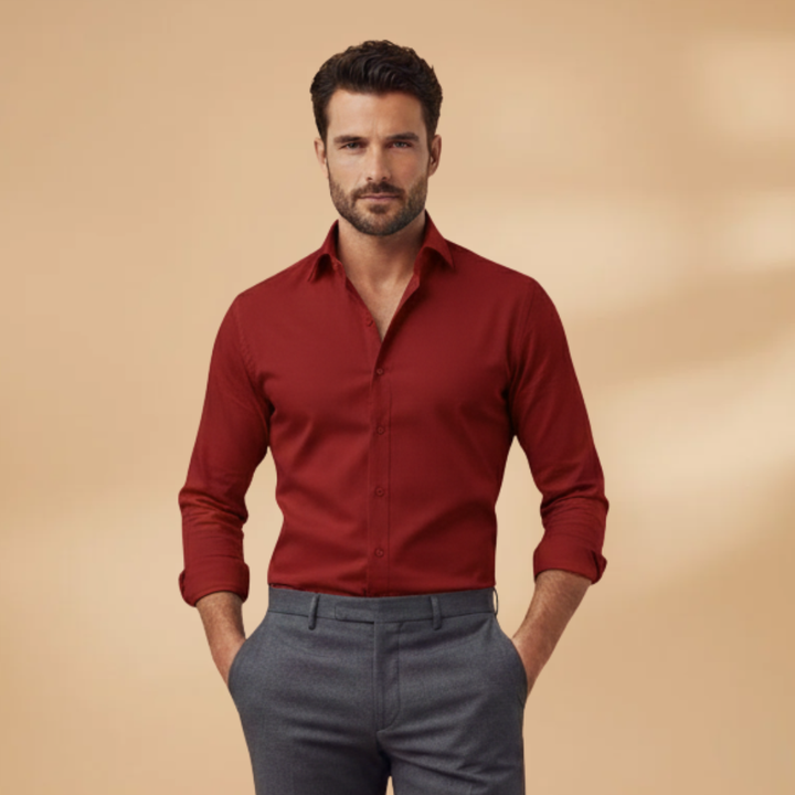 Comfortable men's classic long sleeve shirt, button-up front, perfect for casual and semi-formal wear.