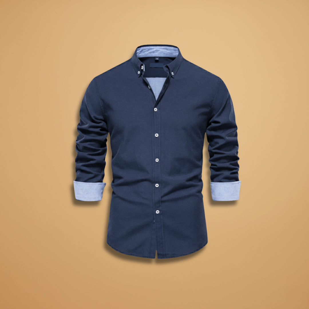 Men's classic long sleeve button-up shirt. Structured fit, versatile for formal, casual, office, and everyday wear.