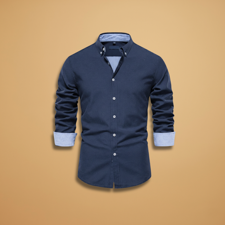 Men's classic long sleeve button-up shirt. Structured fit, versatile for formal, casual, office, and everyday wear.