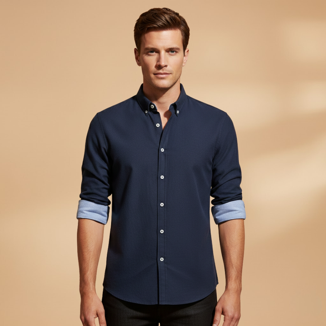 Versatile men's classic long sleeve button-up shirt. Structured fit, perfect for office wear, casual, or everyday style.
