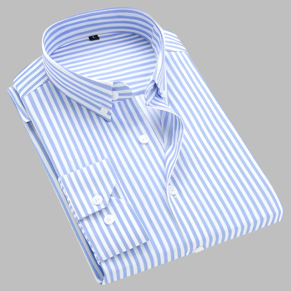 Casual men's long-sleeve plaid shirt, ideal for everyday style & versatile layering. Classic button-up.